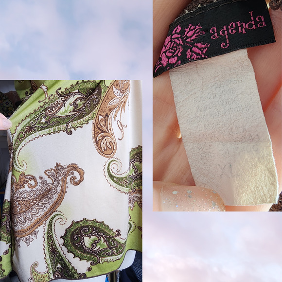 Vintage Agenda Paisley Print Sleeveless Top Green Boho Hippie Y2K Blouse Sz XL - Picture 6 of 6